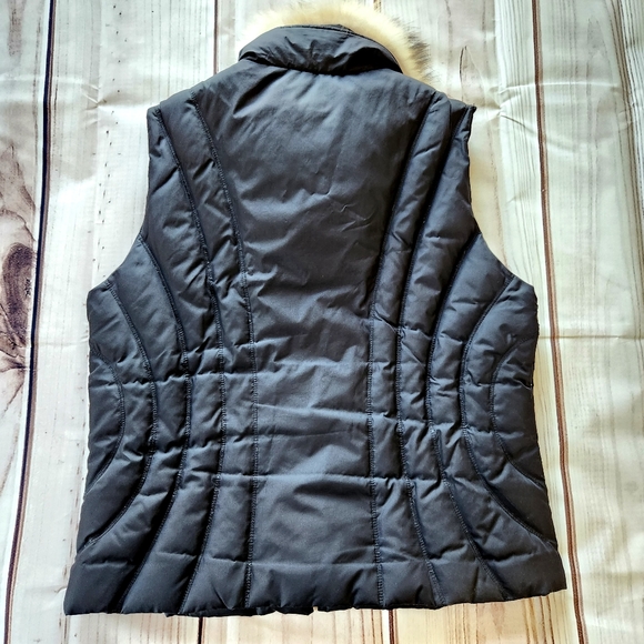 Pasha & Jo Raccoon Fur Down Quilted Vest Black | Size L - Picture 5 of 9